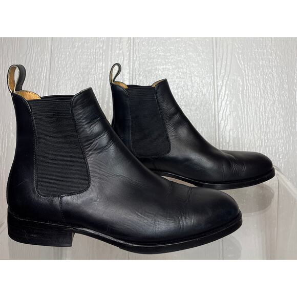 MANGII Men\'s Black Leather Chelsea Boots 38